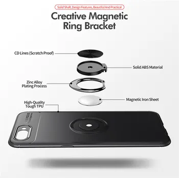 Dėl KOLEGA A3s Atveju Spalvinga Metalo Magnetinis Žiedas Turėtojas Minkšto Silikono TPU Prabanga Padengti KOLEGA A3s