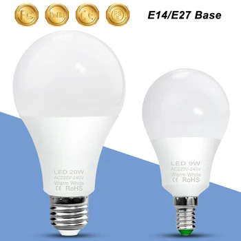 E27 Lemputė LED Lemputė 220V Dėmesio 3W 6W 9W 12W 15W 18W 20W Smart Lemputė E14 Bombillas 220V Lampada LED Energijos Taupymo Lampy