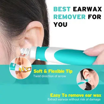 Ear Cleaner Earpick Ausų Vaško Valiklis Spiralės ausų sierą su 16 Pakeitimas Patarimai Priežiūros Priemonės