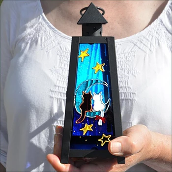 Ekonomiškas Mažai Katė Tamsintas Stiklas Žibinto Super Mielas USB Įkraunama Lempa Darbalaukio Apdailos Namų 20cm ds99