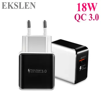 EKSLEN Greitai Įkrauti 3.0 18W QC 3.0 4.0 Greitas įkroviklis USB portable Įkrauti Mobiliojo Telefono Įkroviklį 