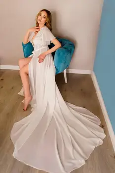 Elegantiškas Motinystės Chalatai Šifono Ilgai Nėščių Moterų Suknelė Photoshoot Boudoir apatinis Trikotažas Chalatas naktiniai drabužiai Baby Shower