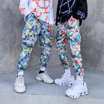 ELKMU Hip-Hop Streetwear Poilsiu Vyrų Grafiti Camo Kelnės 2020 Naujas Mados Sweatpants Vyrų Hiphop Pieštuku Kelnės Kelnės HE306