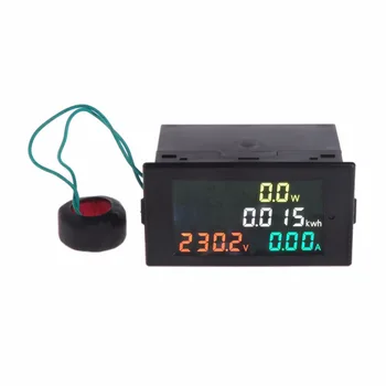 Energijos Skaitiklis AC 80-300V Voltmeter Ammeter Elektros Energijos Skaitiklis Volt Amp Galios Kwh Metrų 100A CT