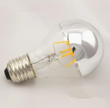 Energijos Taupymo Pusė Sidabrinė Atspindintis Šešėlis 4W 6W A60 A19 LED Kaitinamųjų Lempučių Lempa Su Veidrodžiu E27 Shadowless Bubble Ball Lemputė