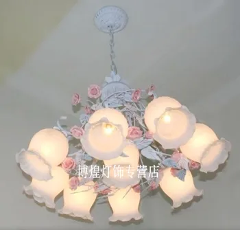 Europietiško stiliaus sode kambarį Romantiškų Restoranų balta kaustytomis geležies rausvos gėlės, keramikos, stiklo lempų gaubtų priedai veltiniams, vilna Lempa c185