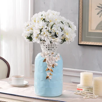Europos aukštos klasės mėlyna vaza lentelė ornamentais išraižytas kambarį dekoruoti vestuvių dovaną, gėlių įterpimo įrenginys