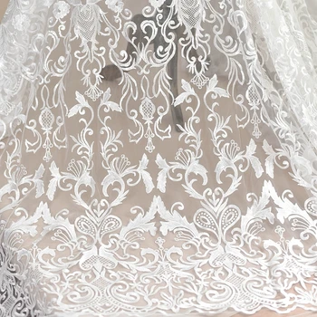 Europos stilius, siuvinėjimai blizgančiais nėrinių audinio vestuvinė suknelė, rankų darbo 