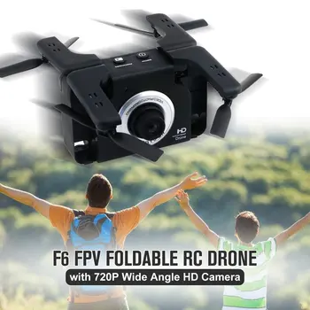 F6 720P Wide Angle Wifi HD Kamera, Kamera FPV Sulankstomas RC Nepilotuojamų Orlaivių su Gestas Selfie Begalvis Režimu, Vienas Pagrindinių Grįžti