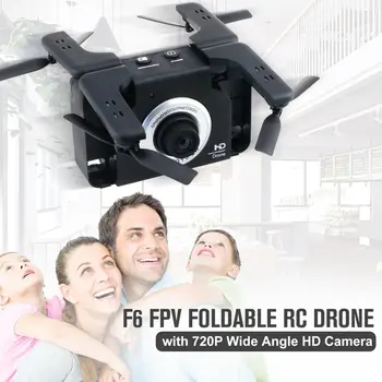F6 720P Wide Angle Wifi HD Kamera, Kamera FPV Sulankstomas RC Nepilotuojamų Orlaivių su Gestas Selfie Begalvis Režimu, Vienas Pagrindinių Grįžti
