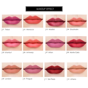 FOCLALURE 12 spalvų Matinės Lūpų, ilgalaikis, Vandeniui Lūpas lūpų dažų Nuogas Lūpų dažai, Lūpų Kosmetika Moterims