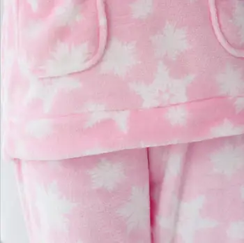 FOLOBE Rudens Žiemos Moterys Pižamos Rinkiniai Storas Šiltas Snaigės Modelio Aksomo Kostiumas Flanelė ilgomis Rankovėmis Moterų Kelnes Sleepwear