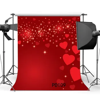 Fotografija Backdrops Bokeh Halo Blizgučiai Žvaigždžių Raudona Širdis Valentino Dieną Lopšelio Meilužio, Portretai, Nuotraukų Fone