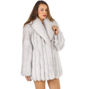FURSARCAR Gamtos Nekilnojamojo Blue Fox Fur Coat Ruožtu Žemyn Kailio Apykakle Moterų Žiemos Nekilnojamojo Lapės Kailio Striukė Moteriška Mada Outwear