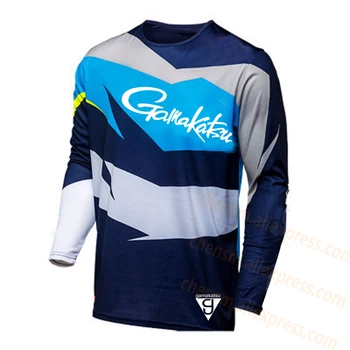 Gamakatsu novase camisas de pesca ao ar livre esportes de secagem roupas de pesca masculina plius dydis anti-uv ciclismo roupas
