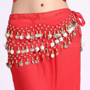 Genčių monetos diržus, pilvo šokio šifono hip-skara čigonų drabužiais indijos suknelė juosmens grandinės čigonų šalikas/diržas