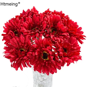 Gerbera dirbtinių gėlių kremas daisy šilko gėlės, vestuvių nuotakos puokštė šalies apdaila dekoratyvinės gėlės