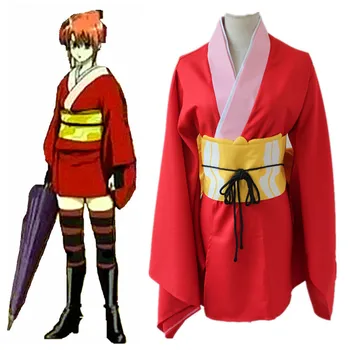 Gintama Yoshiwara Kagura Lyderis Kimono Suknelę, Cosplay Kostiumų Suaugusiųjų Anime Drabužius Helovinas Fancy Dress Kostiumai Moterims