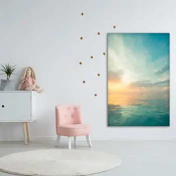 Gobelenas Atsipalaiduoti Marina su Platus Horizontas Dangaus ir Jūros Vaizdingas Vaizdas Saulėlydžio Mėlyna Geltona