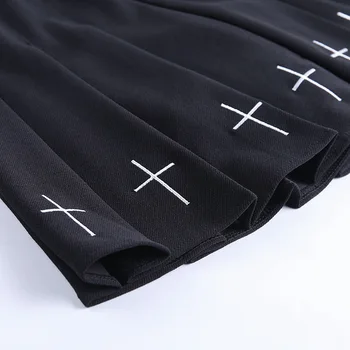 Gotikos Aukšto Juosmens Mini Black Sijonai Moterų Streetwear Kryžiaus Spausdinti Plisuotos Moterų Sijonai Atsitiktinis Kolegijos Lolita Harajuku Sijonas 2020 M.
