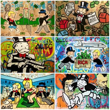 Grafiti Meno Alec Monopolis Drobė Menas, Plakatų ir Spausdinimo Drobė Paveikslų ant Sienos už Kambarį Cuadros Namų Dekoro Nuotrauką