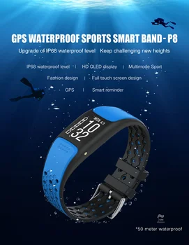 Greitis Pedometer Širdies GPS Vandeniui Ip68 Plaukimo Sporto Smart Apyrankę Žiūrėti Sekimo Apyrankės Juosta GPS vietos nustatymas