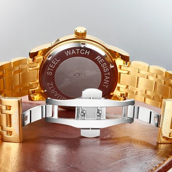 GUANQIN Prabanga Aukso laikrodis vyrams Top brand Sporto kvarco Žiūrėti Unikalus aukso Drakonas dial Šviesos Sapphire atsparus vandeniui Erkek Kol Saati