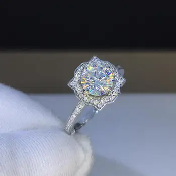 Gėlių 2c Lab Diamond Pažadas Žiedas 925 sterlingas sidabro Dalyvavimas Vestuvių juostoje Žiedai, Moterų Nuotakos Fine Jewelry Dovanų Šalis