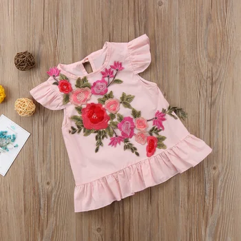 Gėlių Mergaitės Suknelė Vaikams, Kūdikių Mergaitės Princesė 3D Siuvinėjimo Gėlių Suknelė Vasaros Siuvinėjimas, Drabužių Komplektus Mini Suknelė 1-5T