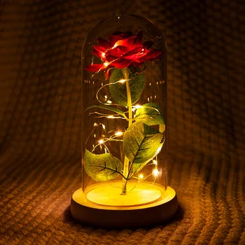 Gėlių Stiklo Danga Modeliavimas Aukso Folija Rose Led Šviesos Valentino Dienos Dovana Kūrybos Dovana Vienetų Para Fiestas Kalėdų Dekoro