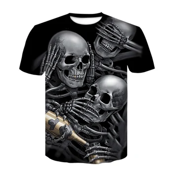Gėrimas t-shirt alaus žmogaus Kaukolė marškinėliai Vyrams/Moterims Gotikos Marškiniai Plius Dydžio 3d spausdinimo juodos spalvos sportinius marškinėlius, vasaros trumpos rankovės mens viršūnės