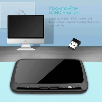 H18+ Wireless Air Mouse Mini Klaviatūra Visiškai Sn Paspauskite 2.4 GHz Touchpad Klaviatūra su Apšvietimu Funkciją 