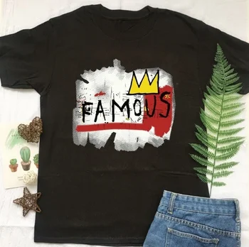 HAHAYULE-JBH 1pcs Black Marškinėliai Pilka Tees Basquiat Garsaus T-Shirt princui Meno, T-Marškinėliai, Unisex Drabužiai