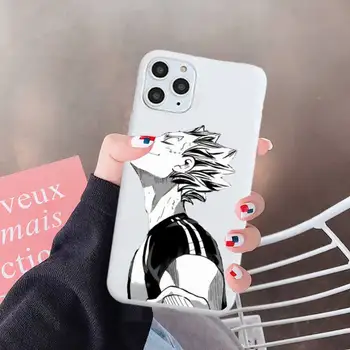Haikyuu Hinata išpuolių Anime Telefono dėklas Baltos spalvos Saldainiai Spalvos iPhone 6 7 8 11 12-os mini pro X XS XR MAX Plus