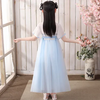 Han kinų audiniu Vaikų Kinų stiliaus Tang dinastijos suknelė maža mergaitė, plonas gazas senovės suknelė, sijonas vasaros suknelė