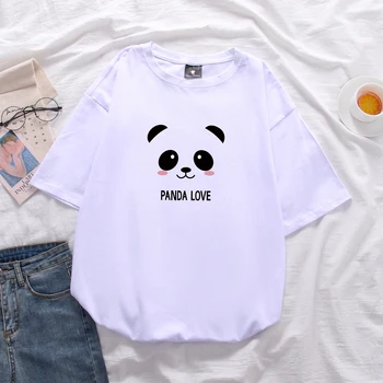 Harajuku Streetwear Vyrų Tees Juokingas Animacinių filmų Panda trumpomis Rankovėmis Vyrams, Moterims Medvilnės Drabužius Atsitiktinis Palaidų Plius Dydis Viršūnes Homme
