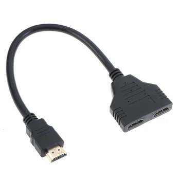 HDMI Splitter Cable 1 Patinas Dual HDMI 2 Moterų Y Adapteris, Splitter
