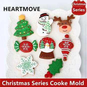 HEARTMOVE Kūrybinis Dizainas Kalėdų Serija Tortas Pelėsių Plastiko Spausdinimo Sausainiai, Slapukus Cutter Minkštas Pasta Apdailos Priemonė 8188