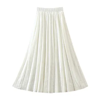 Ir žiemos moterų žiemą sijonus su aukštos juosmens ir didelių apmušalas-line vidutinio ilgio aksomo sijonas su klostuotas sijonas