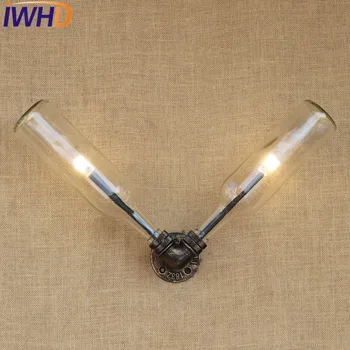 IWHD Antikvariniai Stiklo Butelį Vandens Vamzdžių Lempos Pramonės Sienos Sconce Apšvietimas LED Loft Stiliaus Senovinių Sienų šviestuvai, Miegamojo Namuose