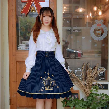 Japonijos saldus lolita marškinėliai senovinių nėrinių siuvinėjimo žibintų rankovės viktorijos marškinėliai kawaii girl gothic lolita top loli cosplay