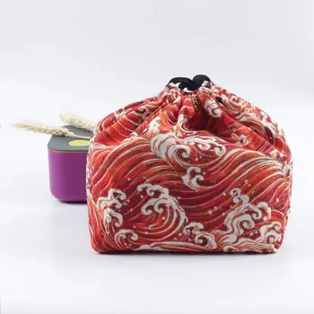 Japonų Stiliaus Laisvalaikio Krepšys Mėlyna Drobės Šiltas Išlaikyti Pietūs Krepšiai Sustorėjimas Studentų Strawstring Nešti Saugojimo Krepšys