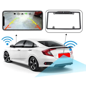 JAV Automobilių Wifi Licenciją Plokštės Rėmas Belaidžio Galinio vaizdo Kamera 8 infraraudonųjų SPINDULIŲ Naktinio Matymo Atvirkštinio Atsarginę Kamerą Licenciją Plokštės Rėmas
