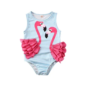 JAV Flamingo Vaikas Baby Girl 6M-4T vientisi maudymosi Kostiumėliai, Bikini Maudymosi Kostiumas Swimsuit Paplūdimys