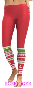 JIGERJOGER Raudona Kalėdų Antblauzdžiai komplektus šalies sporto Moterų Jogos Kelnės deportiva crossfit fitneso legging nemokamai lašas laivybos