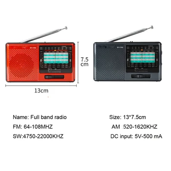 JINSERTA Full Band Radio FM Stereo/AM/SW DSP Pasaulio Band Imtuvas su Įkraunama Baterija Ausinių Lizdas