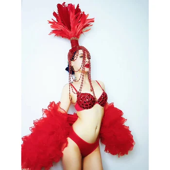 Juoda ir raudona seksualus bikini bikini nėrinių rankovės apranga šalis, naktiniame klube bar koncertas, DJ, dainininkas/šokėjos kostiumas