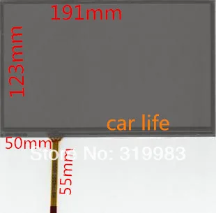 Juodas 8 colių 4 pin stiklo jutiklinis ekranas skaitmeninis keitiklis Objektyvas skydelis 191*123 192*123mm automobilio DVD grotuvas GPS navigacija