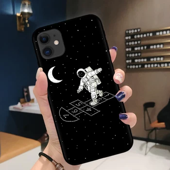 Juokinga Astronautas Moon Star Modelio Telefono Dangtelį iPhone 12 Mini Pro 11 Max X XR XS Max 7 8 7Plus 6 Minkšto Silikono TPU Atgal Atvejais