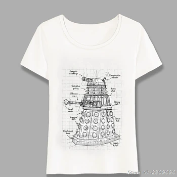 Juokingas Animacinių Filmų Dalek Planą, Print T-Shirt Vasaros Mados Moterų Marškinėliai Atsitiktinis Mergina Viršūnes Experiment 626 Dizaino Moteris Tees Harajuku